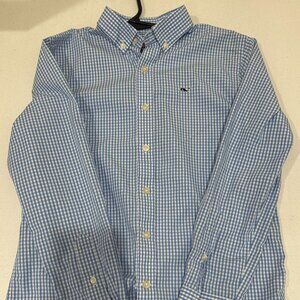Vineyard Vines Boys M 12-14 Whale Shirt 100% Cotton Long Sleeve Blue White